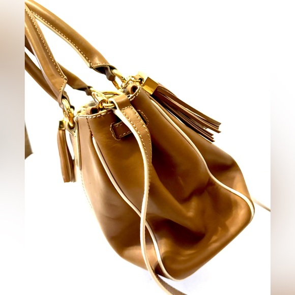 Prix De Dressage Brown leather with cream trim shoulder bag/handbag - Picture 4 of 12